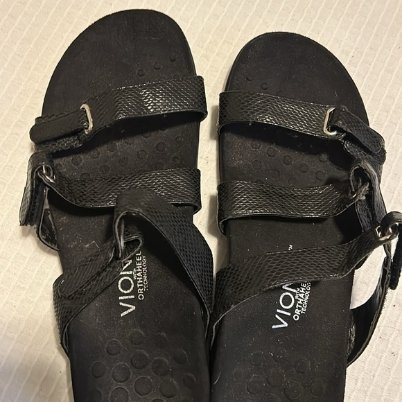 Vionic Aubrey Black Snakeskin Print Orthaheel Slide Sandals Size 9 - Picture 6 of 13